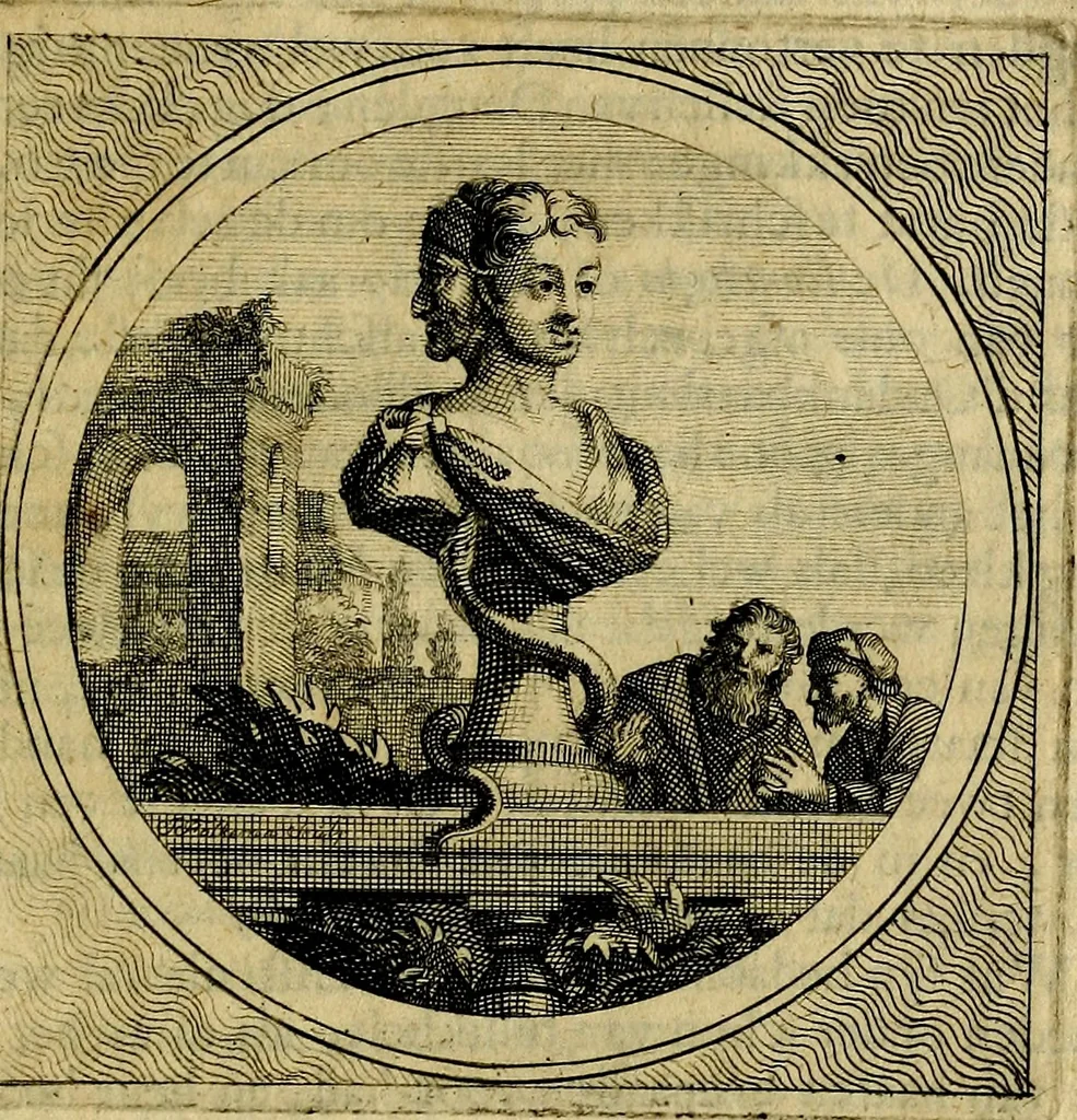 An illustration from Stichtelyke zinnebeelden gepast op deugden en ondeugden : in LVII tafereeelen vertoont, 1723, leaf 246