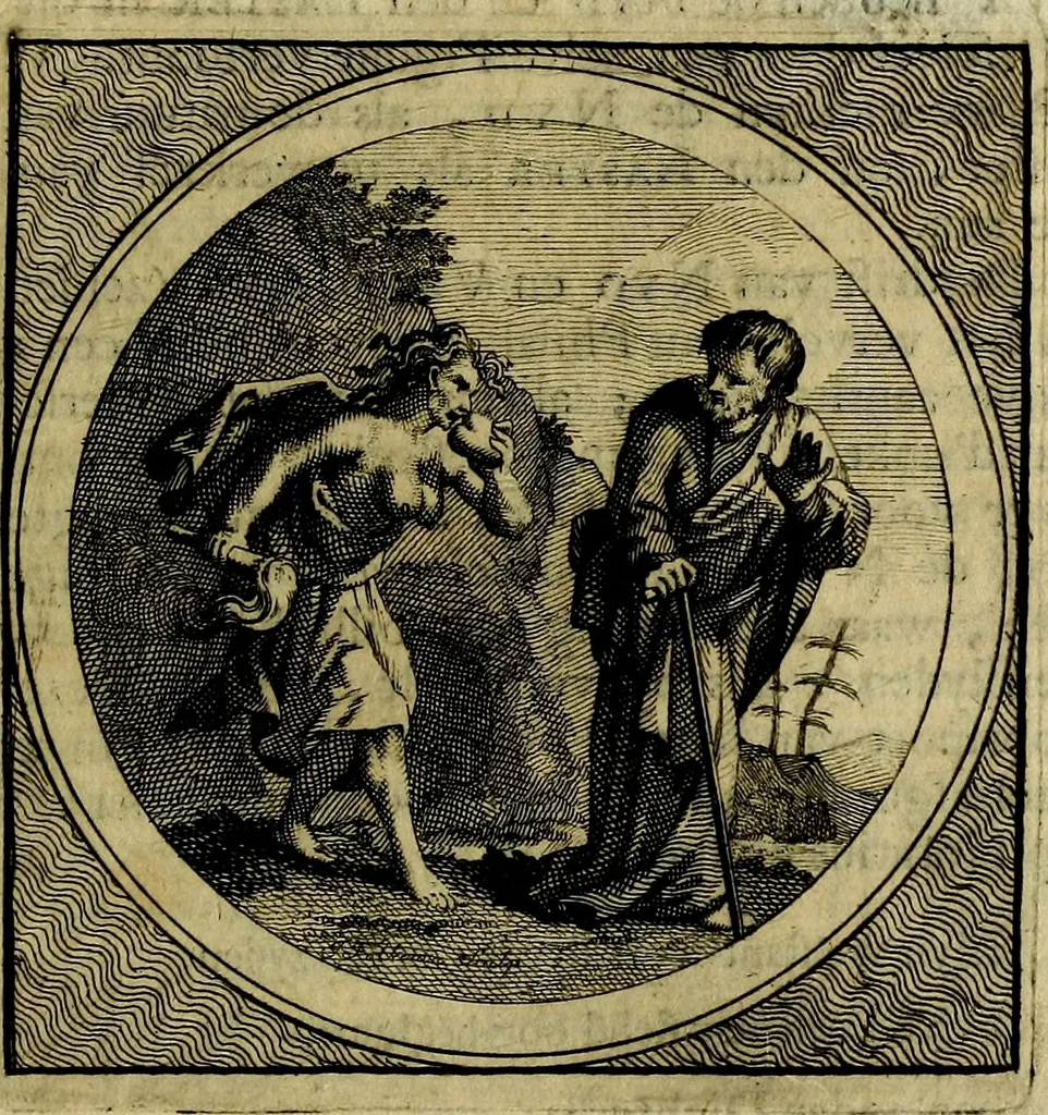 An illustration from Stichtelyke zinnebeelden gepast op deugden en ondeugden : in LVII tafereeelen vertoont, 1723, leaf 252