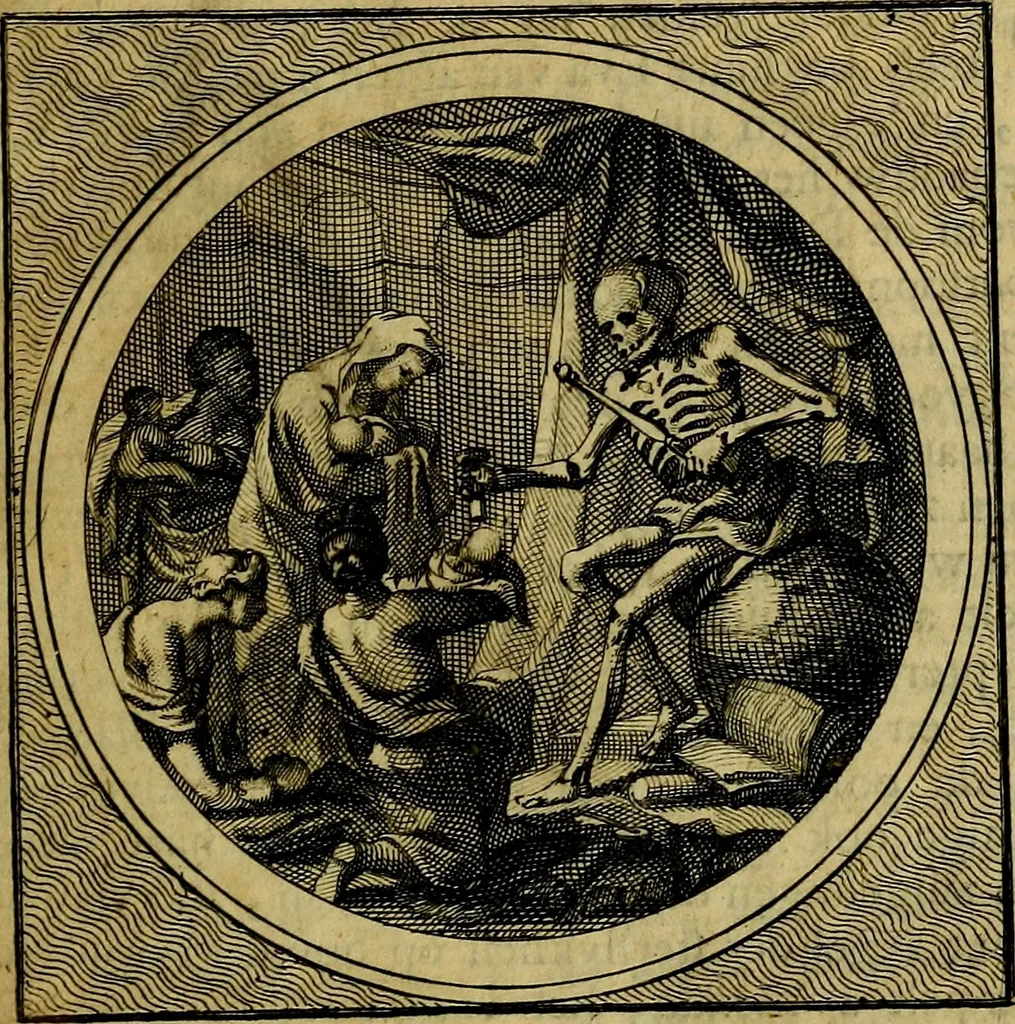 An illustration from Stichtelyke zinnebeelden gepast op deugden en ondeugden : in LVII tafereeelen vertoont, 1723, leaf 44