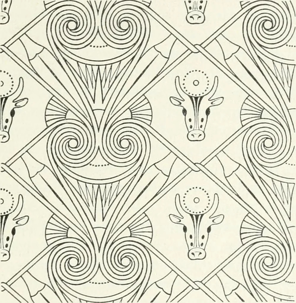 An illustration from Stilfragen : Grundlegungen zu einer Geschichte der Ornamentik, 1893, leaf 96