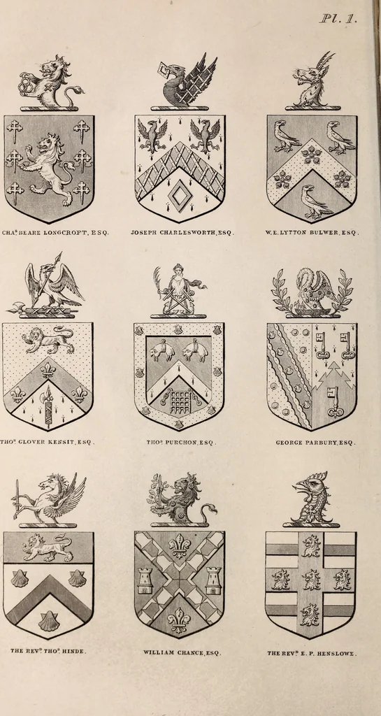 An illustration from The St. James's magazine, and heraldic and historical register, 1850, leaf 99