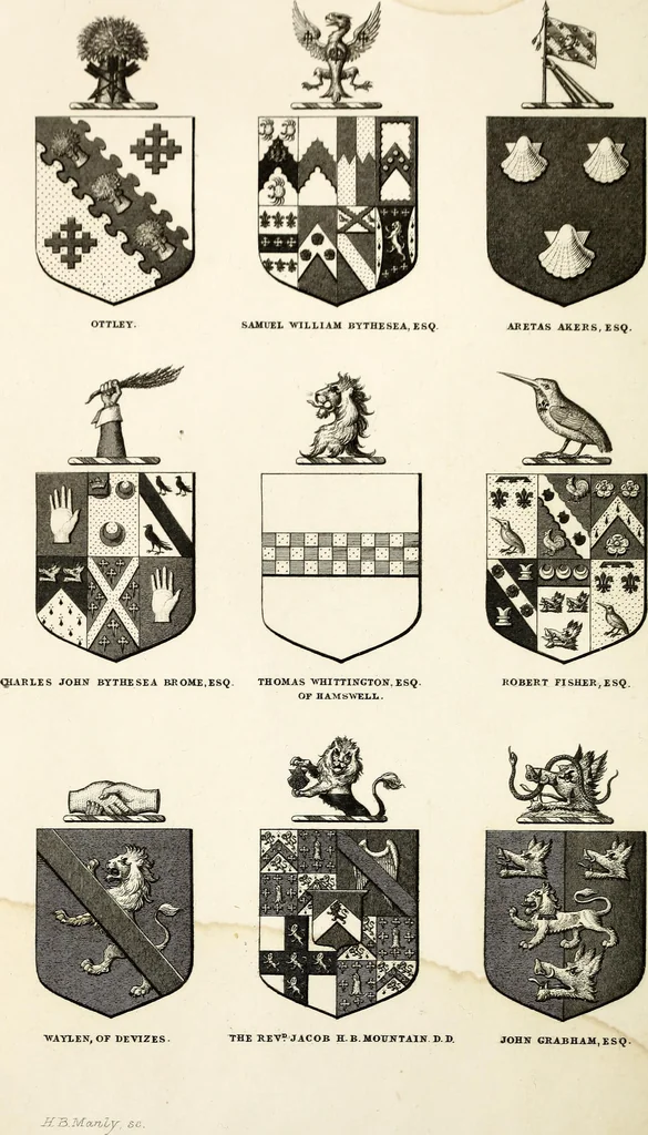 An illustration from The St. James's magazine, and heraldic and historical register, 1850, leaf 105