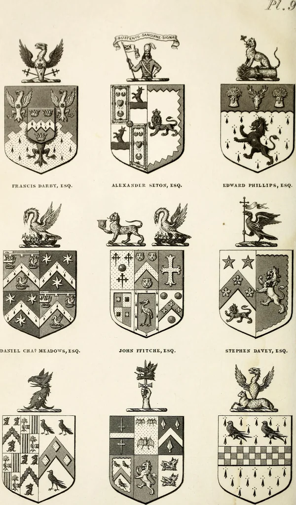 An illustration from The St. James's magazine, and heraldic and historical register, 1850, leaf 215