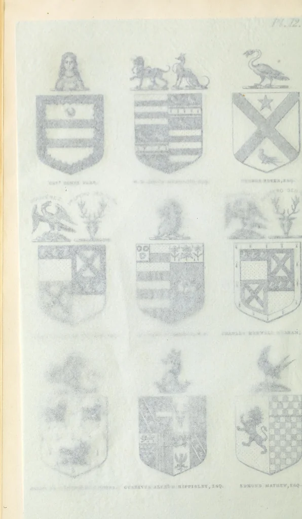 An illustration from The St. James's magazine, and heraldic and historical register, 1850, leaf 484