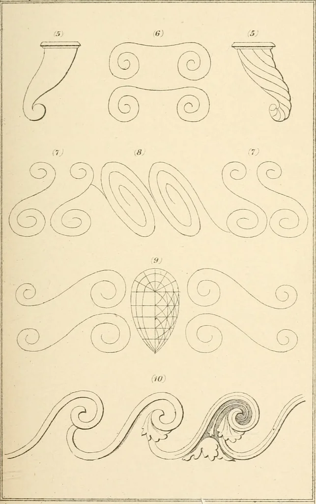 An illustration from The cabinet-maker and upholsterer's companion : comprising the art of drawing, as applicable to cabinet work; veneering, inlaying, and buhl work ... with numerous receipts useful to workman generally, 1880, leaf 34