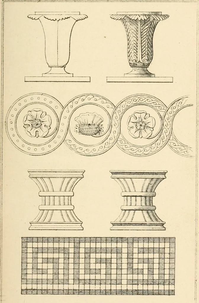 An illustration from The cabinet-maker and upholsterer's companion : comprising the art of drawing, as applicable to cabinet work; veneering, inlaying, and buhl work ... with numerous receipts useful to workman generally, 1880, leaf 40