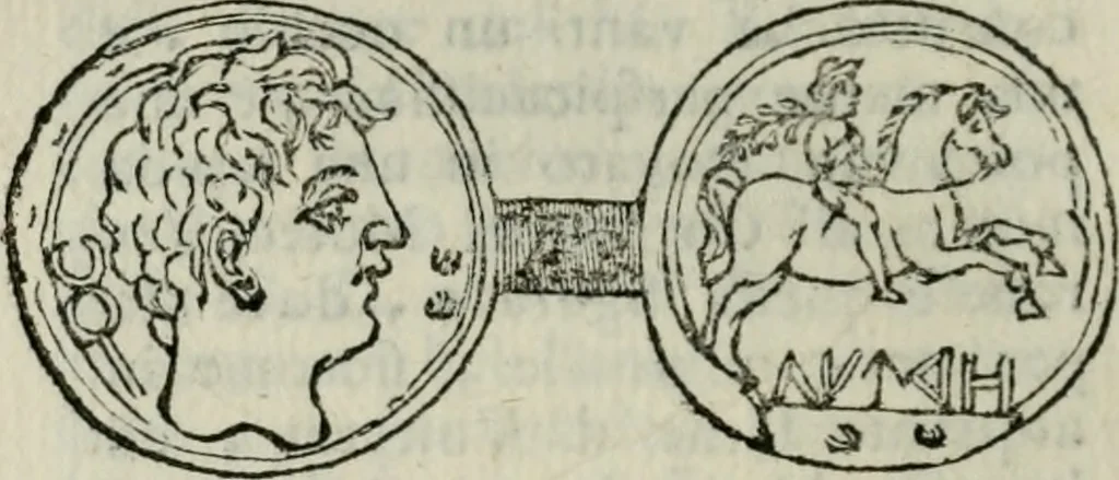 An illustration from Storia antiquaria etrusca : del principio e de' progressi fatti finora nello studio sopra l'antichità etrusche scritte e figurate : divisa in due parti, colla difesa dell' alfabeto degli antichi Toscani pubblicato nel MDCCXXXVIII dall' autore del Museo etrusco [i.e. Scipione Maffei] : col XII tavole e figure, 1749, leaf 443