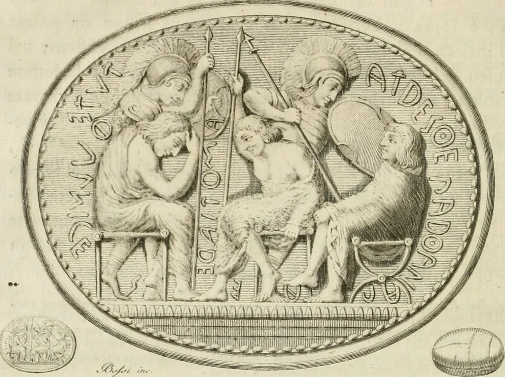 An illustration from Storia delle arti del disegno presso gli antichi, 1783, leaf 271