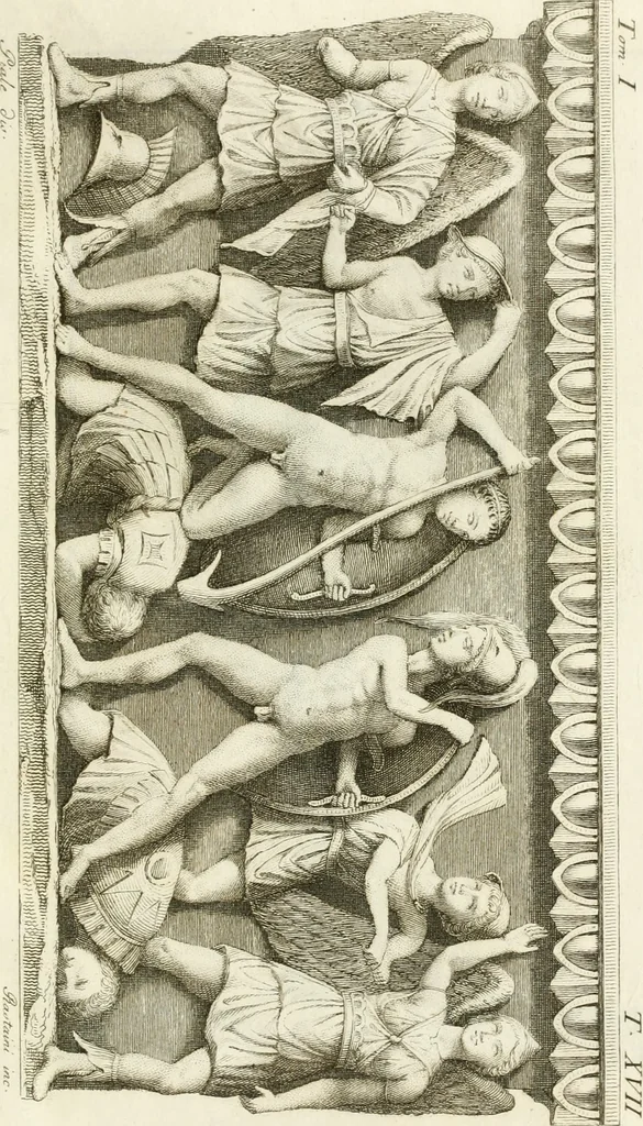 An illustration from Storia delle arti del disegno presso gli antichi, 1783, leaf 596
