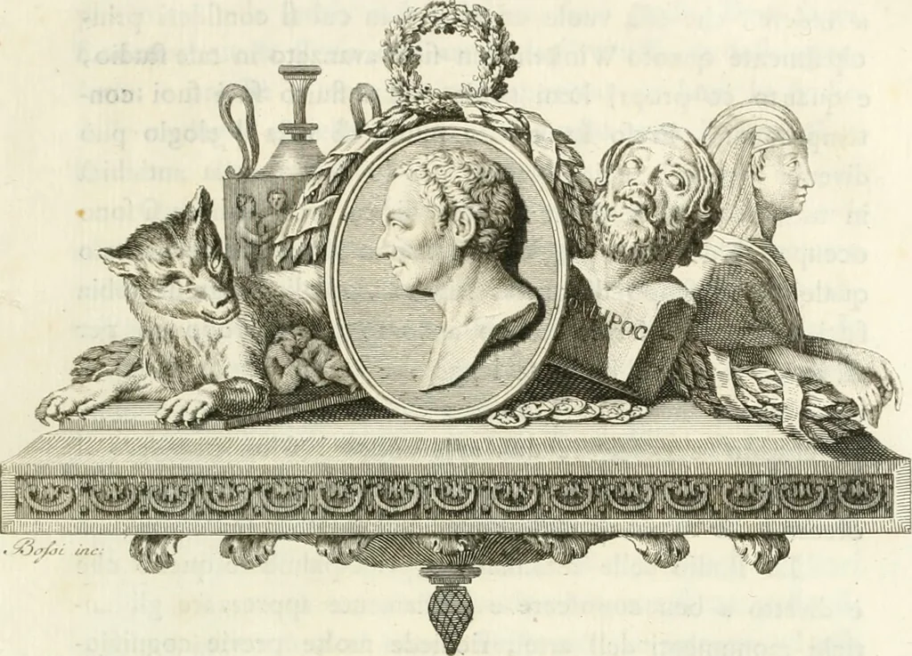 An illustration from Storia delle arti del disegno presso gli antichi, 1783, leaf 70