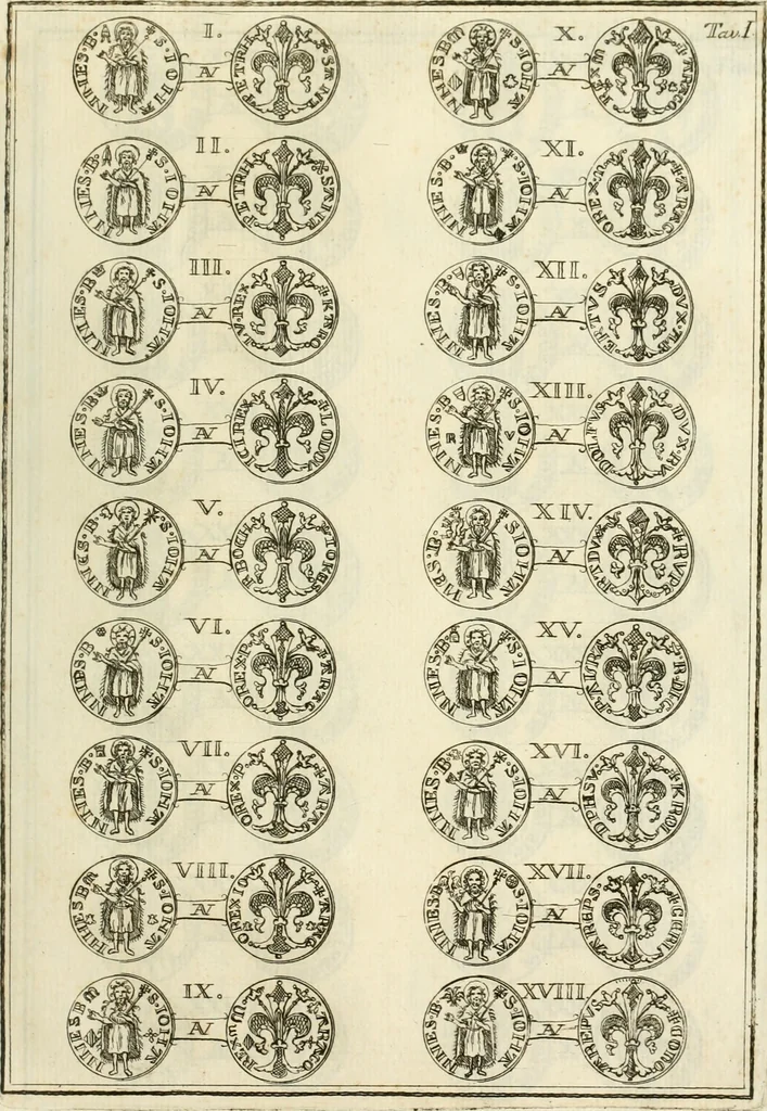 An illustration from Storia delle monete della repubblica Fiorentina, 1760, leaf 388