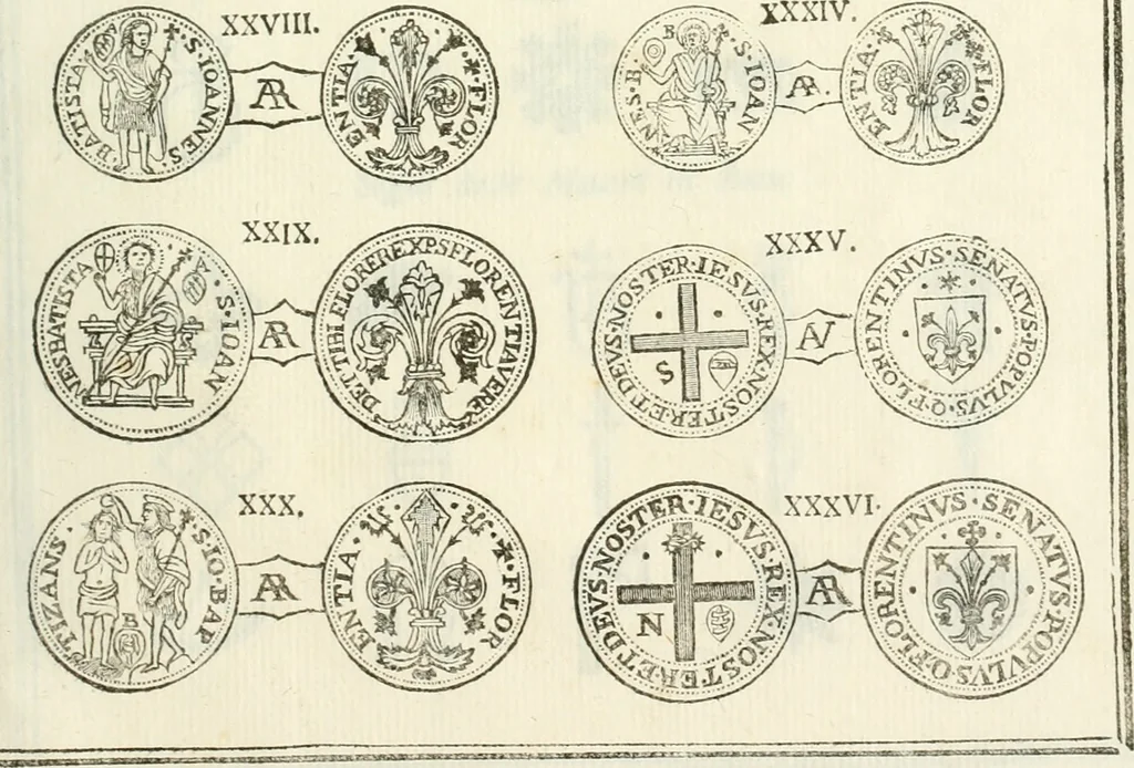 An illustration from Storia delle monete della repubblica Fiorentina, 1760, leaf 396