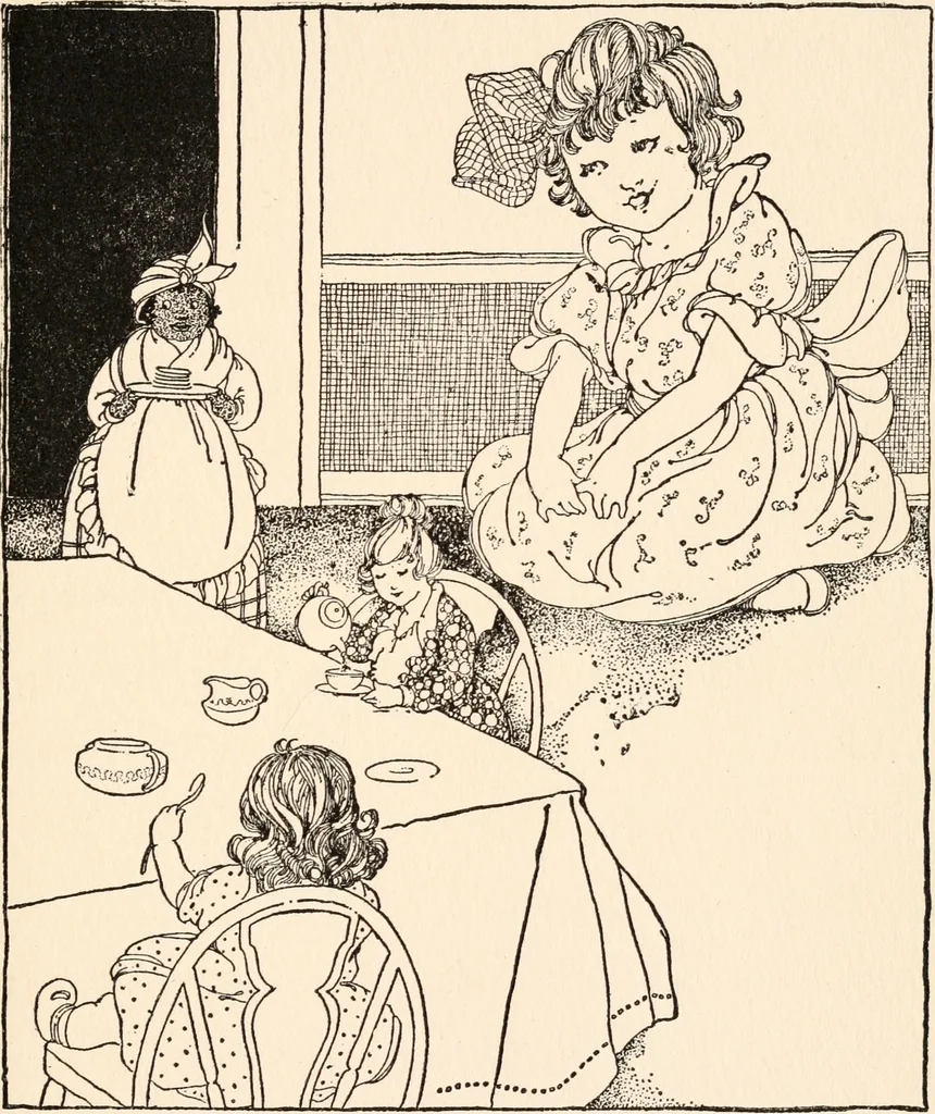 An illustration from The story of live dolls : being an account of how, on a certain June morning..., 1920, leaf 40
