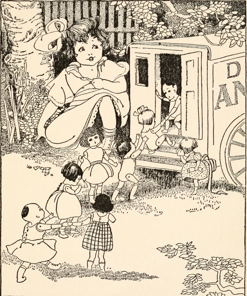 An illustration from The story of live dolls : being an account of how, on a certain June morning..., 1920, leaf 52