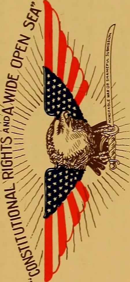 An illustration from The story of old glory, 1776-1918, Washington to Wilson, fighting for democracy and the God given liberties of a wide open sea, determined to destroy autocracy, that all humanity may live and be free, 1918, leaf 28
