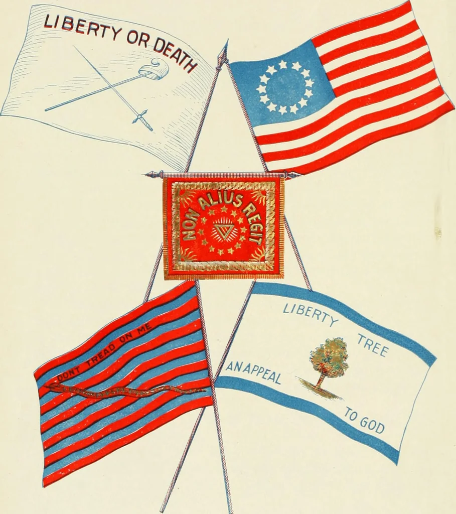 An illustration from The story of our flag, colonial and national, with historical sketch of the Quakeress Betsy Ross, 1898, leaf 31