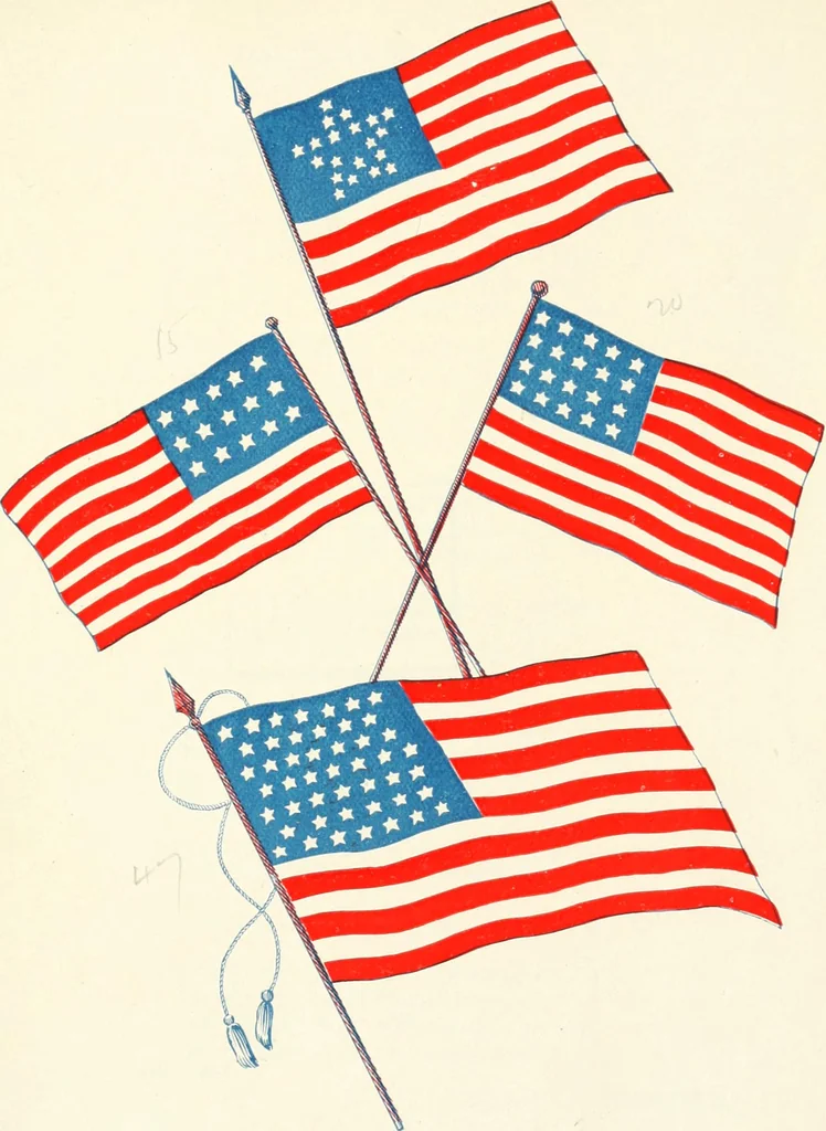 An illustration from The story of our flag, colonial and national, with historical sketch of the Quakeress Betsy Ross, 1898, leaf 60