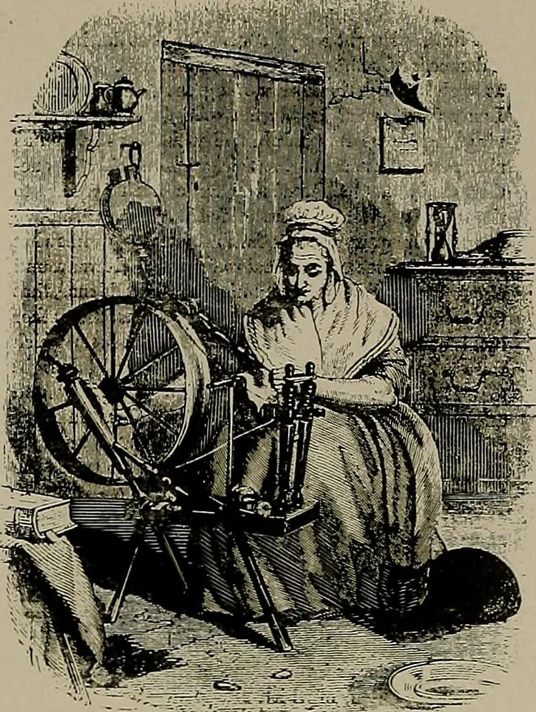 An illustration from The story of textiles; a bird's-eye view of the history of the beginning and the growth of the industry by which mankind is clothed, 1912, leaf 104