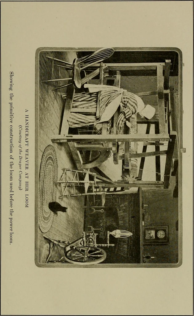 An illustration from The story of textiles; a bird's-eye view of the history of the beginning and the growth of the industry by which mankind is clothed, 1912, leaf 216