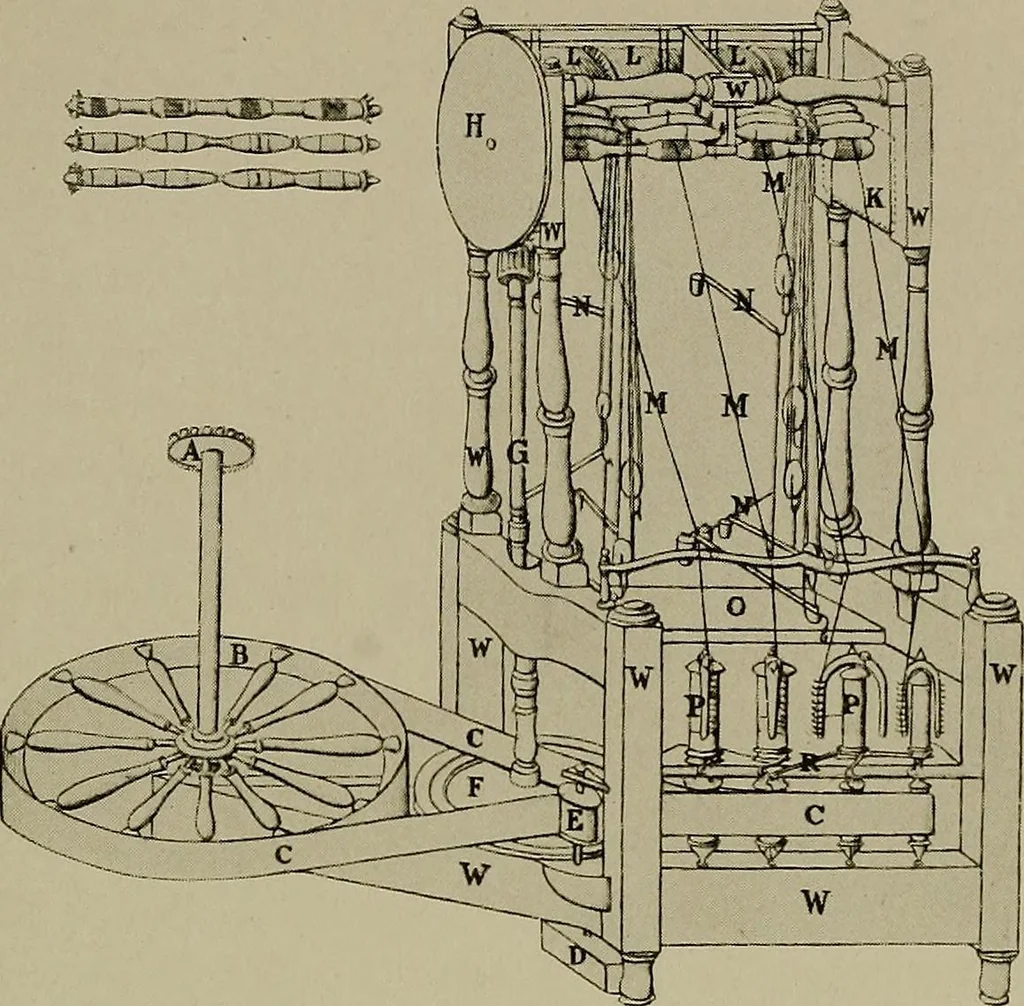 An illustration from The story of textiles; a bird's-eye view of the history of the beginning and the growth of the industry by which mankind is clothed, 1912, leaf 224