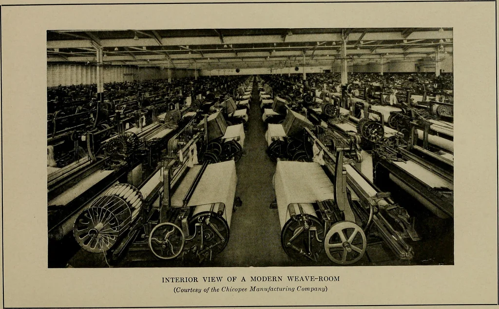 An illustration from The story of textiles; a bird's-eye view of the history of the beginning and the growth of the industry by which mankind is clothed, 1912, leaf 336
