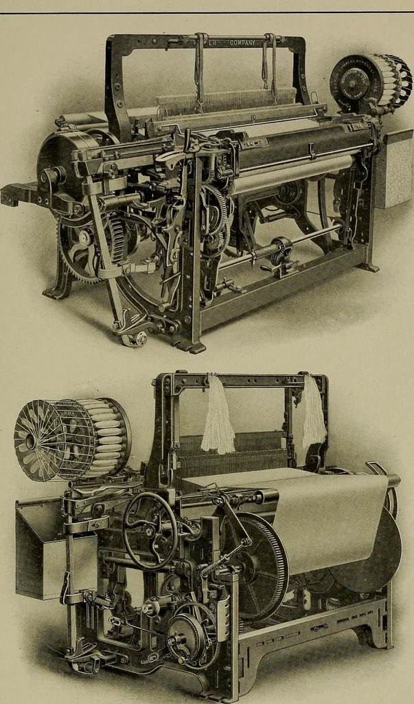 An illustration from The story of textiles; a bird's-eye view of the history of the beginning and the growth of the industry by which mankind is clothed, 1912, leaf 344