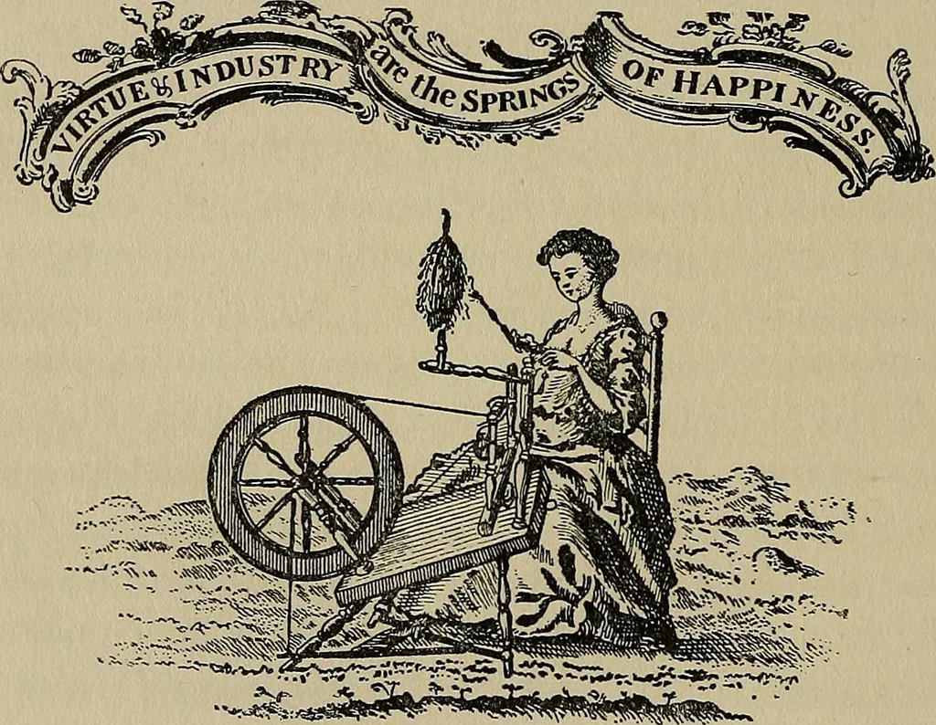 An illustration from The story of textiles; a bird's-eye view of the history of the beginning and the growth of the industry by which mankind is clothed, 1912, leaf 353