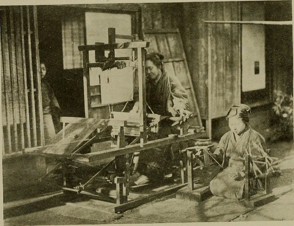 An illustration from The story of textiles; a bird's-eye view of the history of the beginning and the growth of the industry by which mankind is clothed, 1912, leaf 80