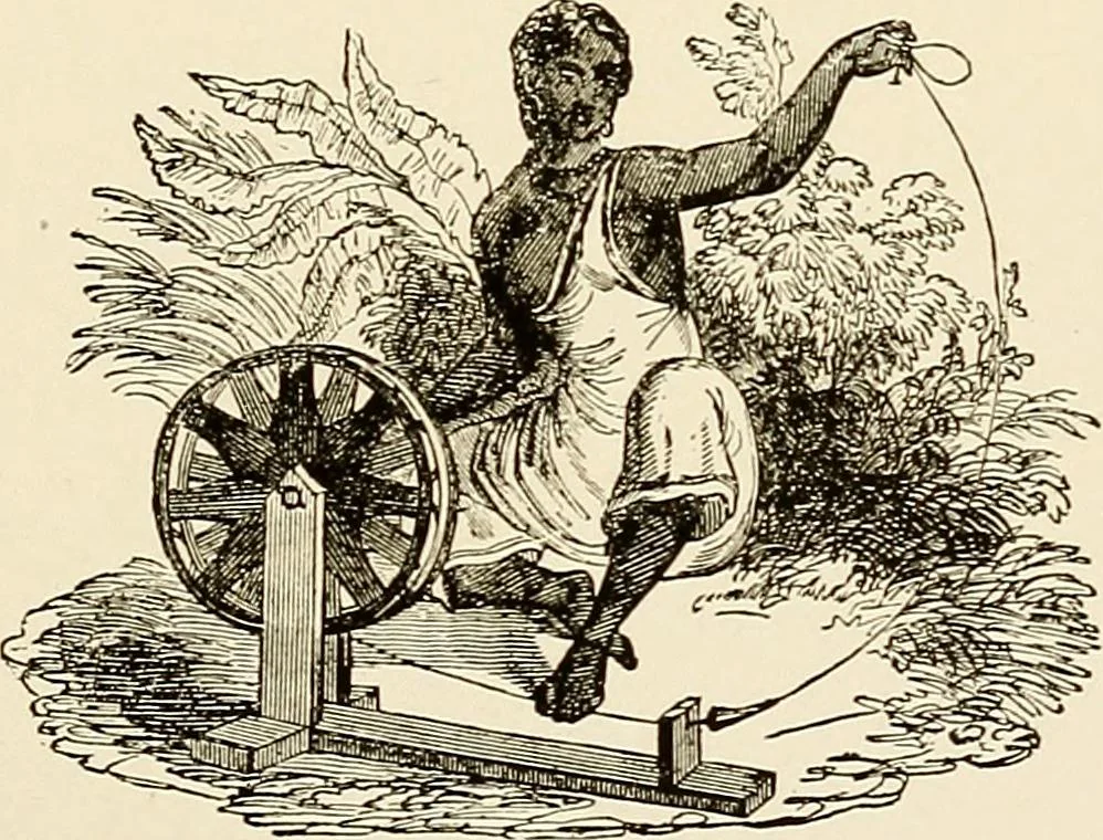 An illustration from The story of textiles; a bird's-eye view of the history of the beginning and the growth of the industry by which mankind is clothed, 1912, leaf 100