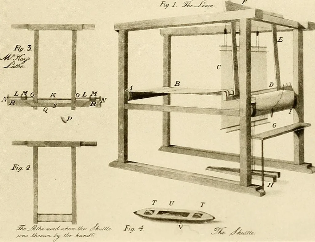 An illustration from The story of textiles; a bird's-eye view of the history of the beginning and the growth of the industry by which mankind is clothed, 1912, leaf 194