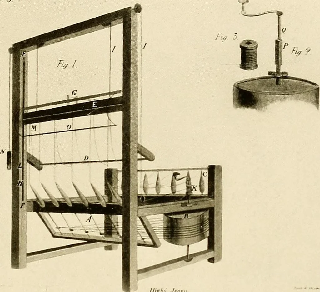 An illustration from The story of textiles; a bird's-eye view of the history of the beginning and the growth of the industry by which mankind is clothed, 1912, leaf 202