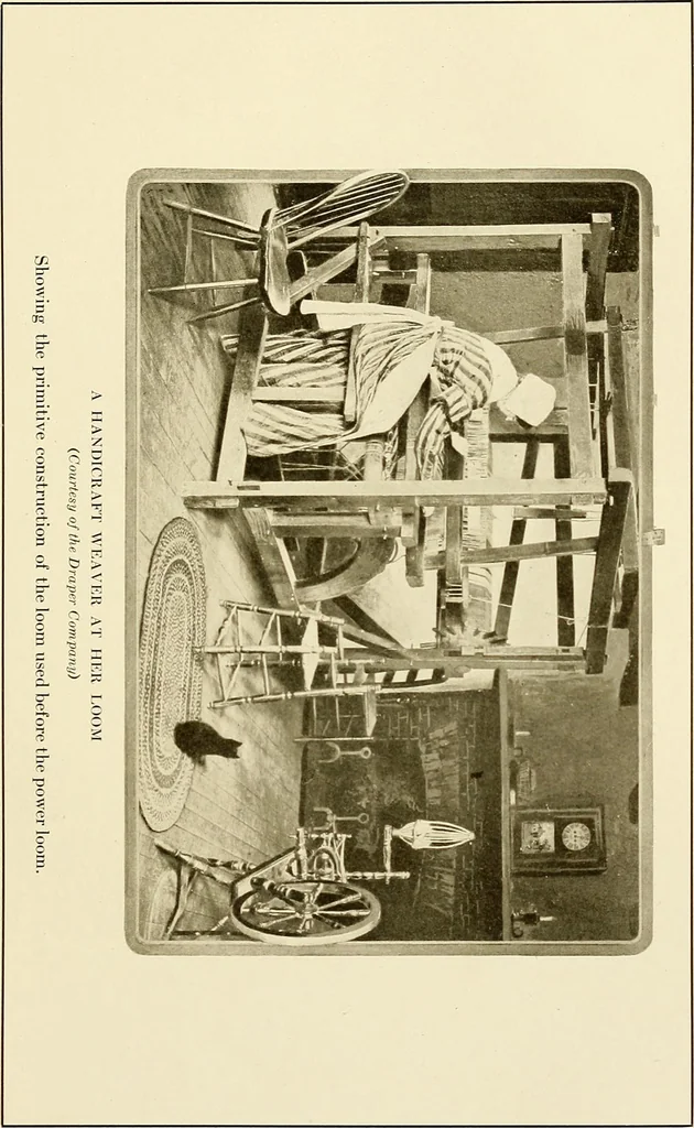 An illustration from The story of textiles; a bird's-eye view of the history of the beginning and the growth of the industry by which mankind is clothed, 1912, leaf 218