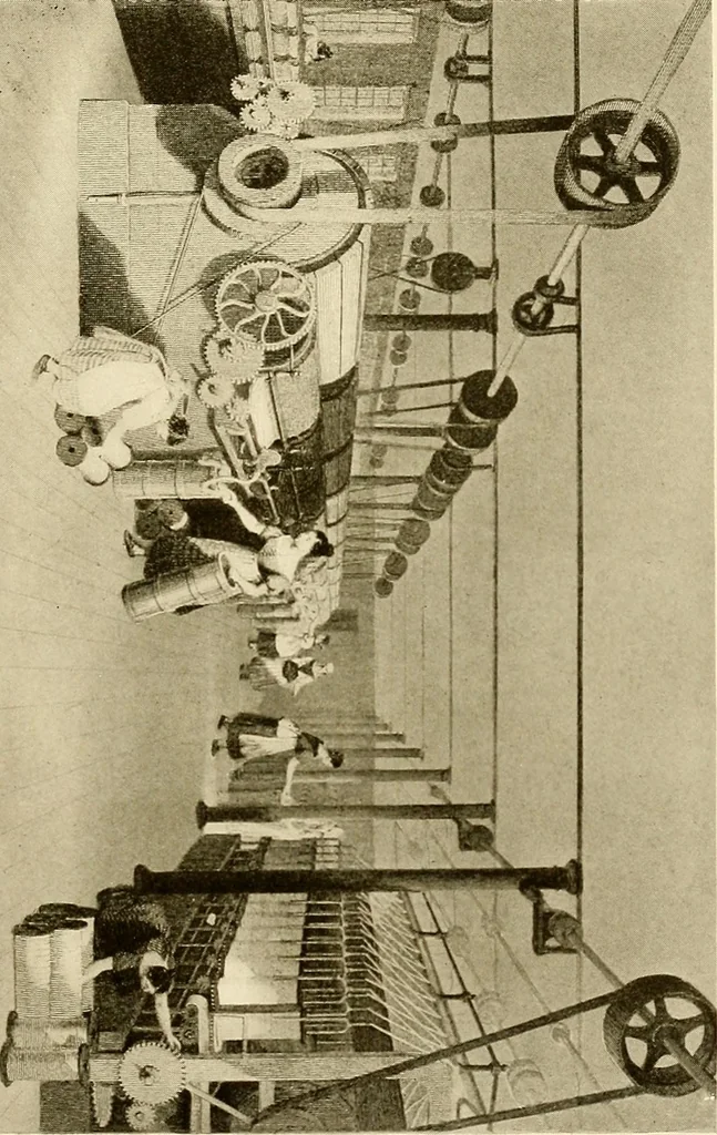 An illustration from The story of textiles; a bird's-eye view of the history of the beginning and the growth of the industry by which mankind is clothed, 1912, leaf 242