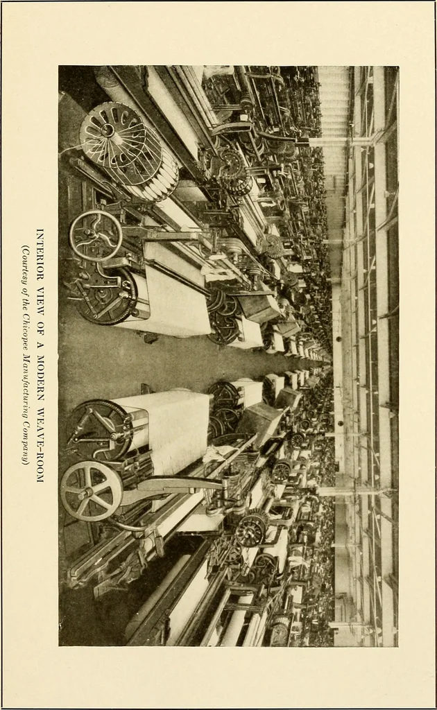 An illustration from The story of textiles; a bird's-eye view of the history of the beginning and the growth of the industry by which mankind is clothed, 1912, leaf 338