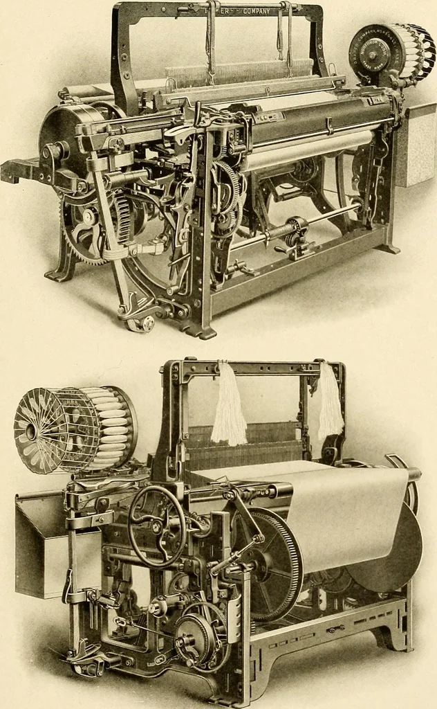 An illustration from The story of textiles; a bird's-eye view of the history of the beginning and the growth of the industry by which mankind is clothed, 1912, leaf 346