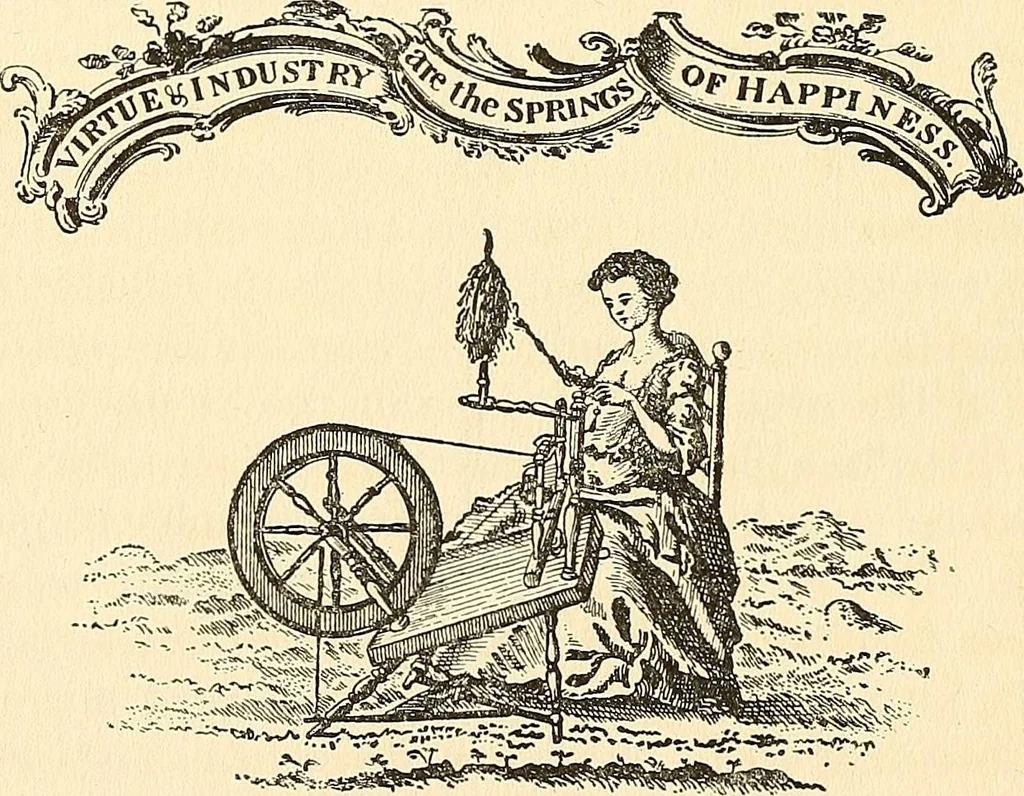 An illustration from The story of textiles; a bird's-eye view of the history of the beginning and the growth of the industry by which mankind is clothed, 1912, leaf 355
