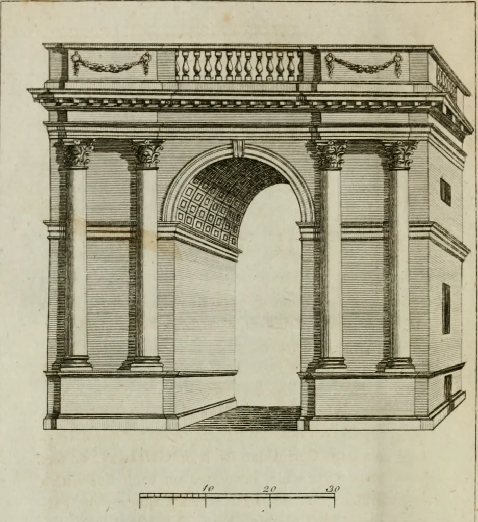 An illustration from Stowe : a description of the house and gardens of the most noble and puissant prince, George Grenville Nugent Temple, Marquis of Buckingham, Earl Temple, Viscount and Baron Cobham .., 1788, leaf 13