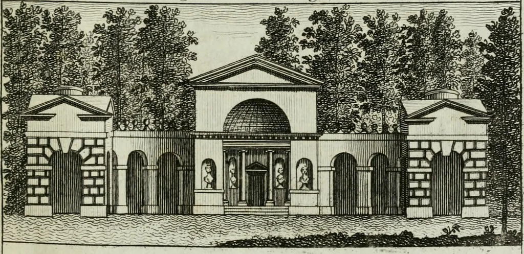 An illustration from Stowe : a description of the house and gardens of the most noble and puissant prince, George Grenville Nugent Temple, Marquis of Buckingham, Earl Temple, Viscount and Baron Cobham .., 1788, leaf 16