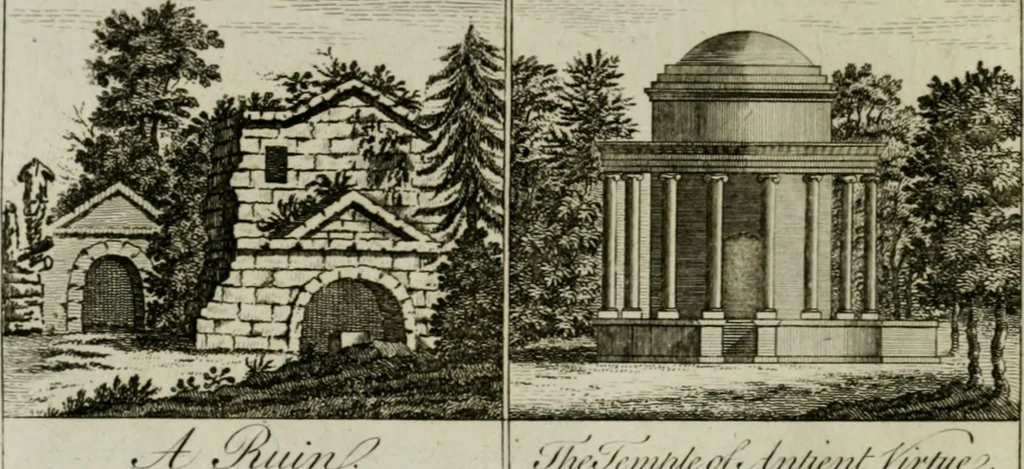 An illustration from Stowe : a description of the house and gardens of the most noble and puissant prince, George Grenville Nugent Temple, Marquis of Buckingham, Earl Temple, Viscount and Baron Cobham .., 1788, leaf 31
