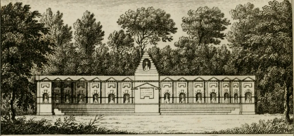 An illustration from Stowe : a description of the house and gardens of the most noble and puissant prince, George Grenville Nugent Temple, Marquis of Buckingham, Earl Temple, Viscount and Baron Cobham .., 1788, leaf 39