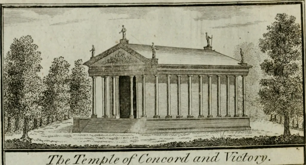 An illustration from Stowe : a description of the house and gardens of the most noble and puissant prince, George Grenville Nugent Temple, Marquis of Buckingham, Earl Temple, Viscount and Baron Cobham .., 1788, leaf 47