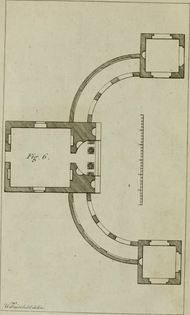 An illustration from Stowe : a description of the house and gardens of the most noble and puissant prince, George Grenville Nugent Temple, Marquis of Buckingham, Earl Temple, Viscount and Baron Cobham .., 1788, leaf 95