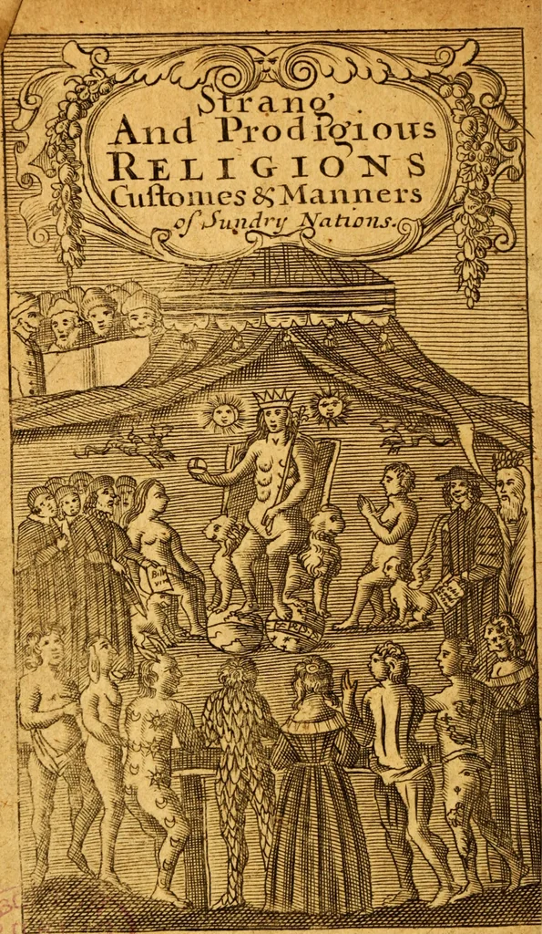 An illustration from The strange and prodigious religions, customs, and manners of sundry nations ..., 1688, leaf 7
