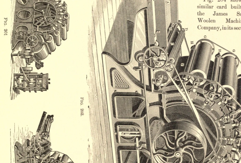 An illustration from The structure of fibres, yarns and fabrics : being a practical treatise for the use of all persons employed in the manufacture of textile fabrics, 1891, leaf 131