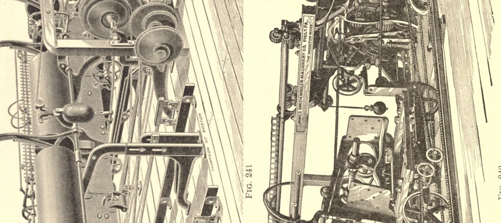An illustration from The structure of fibres, yarns and fabrics : being a practical treatise for the use of all persons employed in the manufacture of textile fabrics, 1891, leaf 154