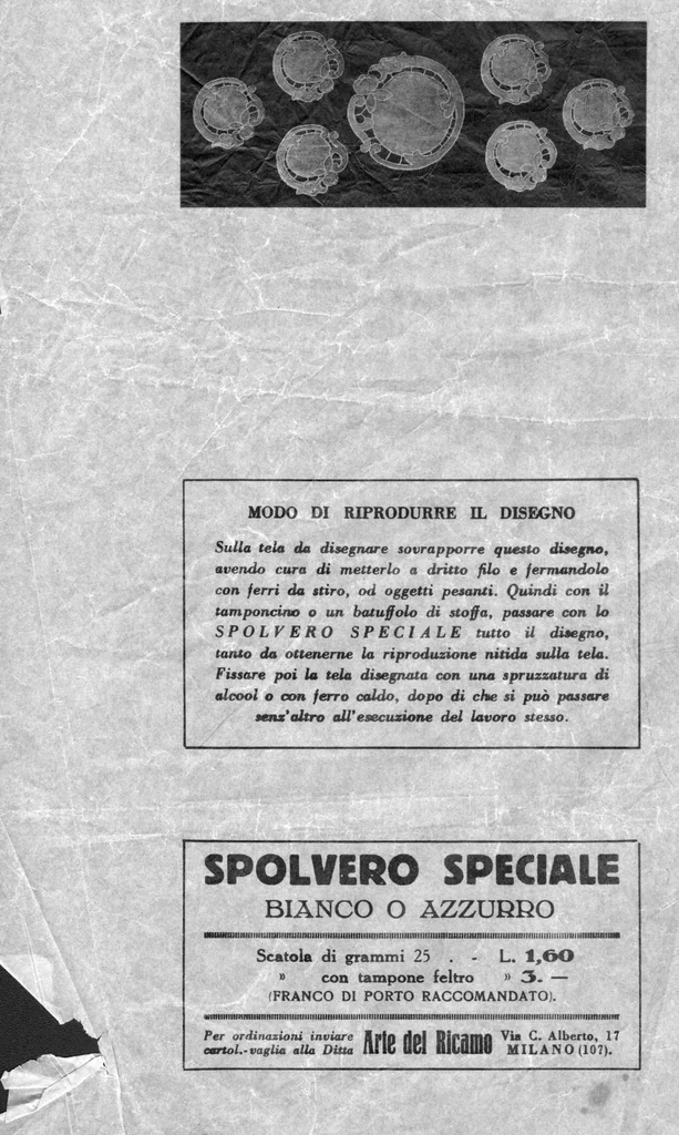 An illustration from IL RICAMO - N. 9 - Tavola per spolvero, 1930, leaf 0