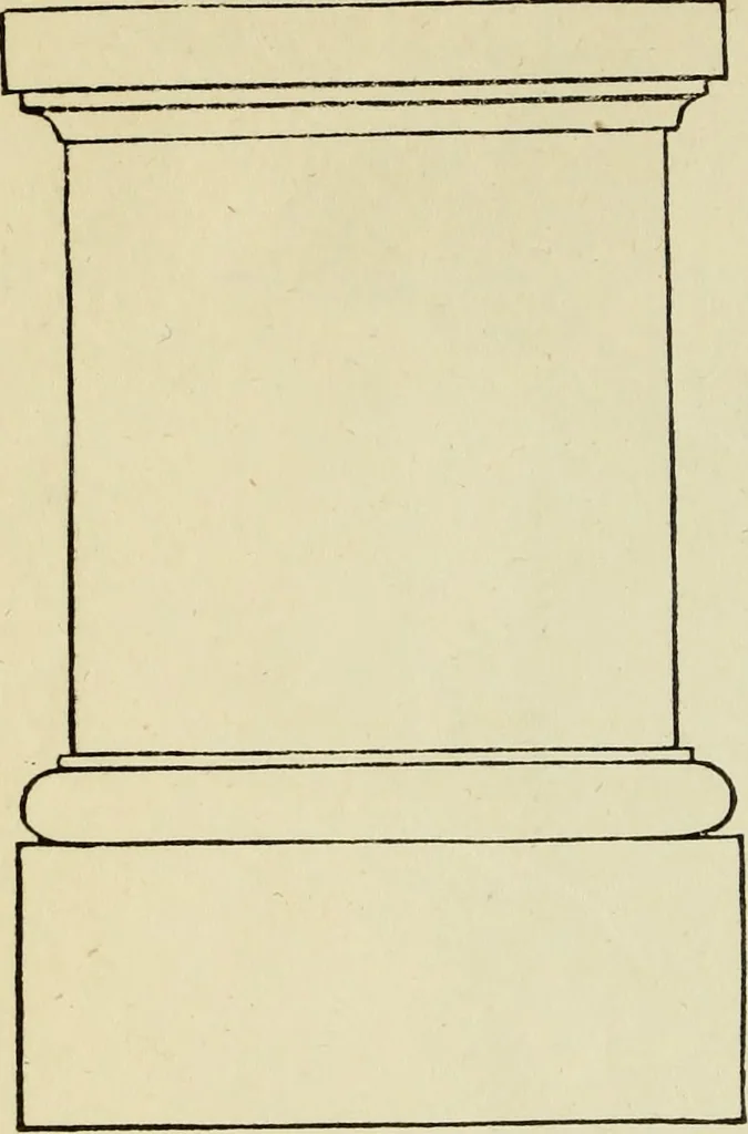 An illustration from The student's instructor in drawing and working : the five orders of architecture : fully explaining the best methods for striking regular and quirked mouldings, for diminishing and glueing of columns and capitals, for finding the true diameter of an order to any given height, for striking the ionic volute, circular or elliptical, with finished examples, on a large scale, of the orders, their planceers, etc. and some designs for door-cases, 1837, leaf 125