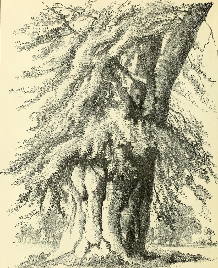 An illustration from Studies of trees in pencil and in water colors, 1895, leaf 51