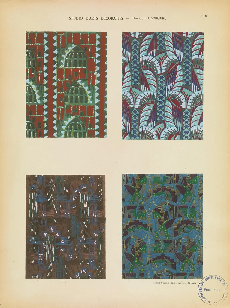 An illustration from Studio d'arts décoratifs. Tissus, 1929, leaf 17