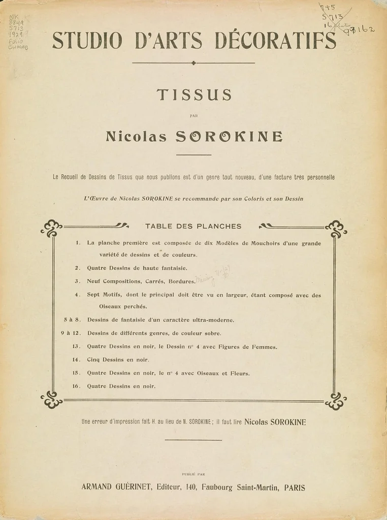 An illustration from Studio d'arts décoratifs. Tissus, 1929, leaf 3